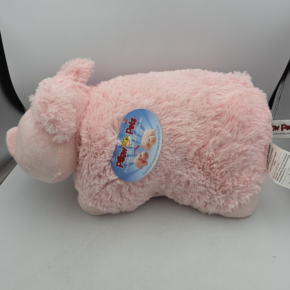 Pillow Pet Pee Wee 2010 Pink Wiggly Pig Plush Pillow Stuffed Animal NWT Fuzzy